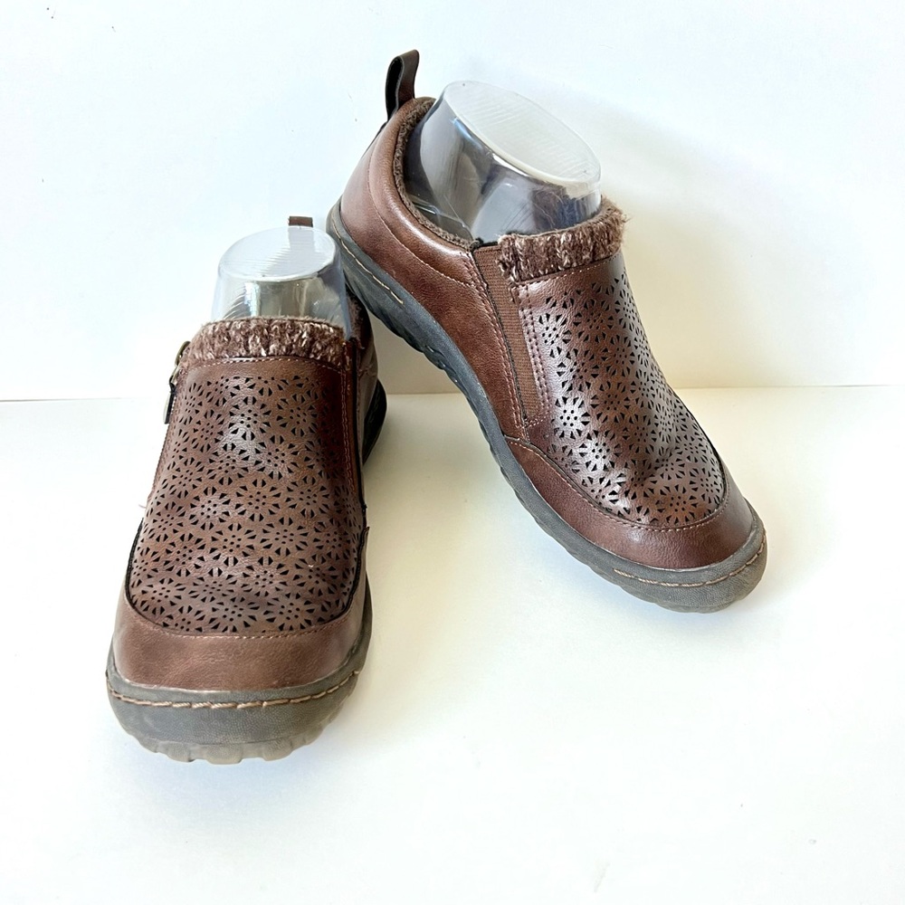 JBU by JAMBU Leather Amber Faux Fur Slip On Shoes—SZ. 7
